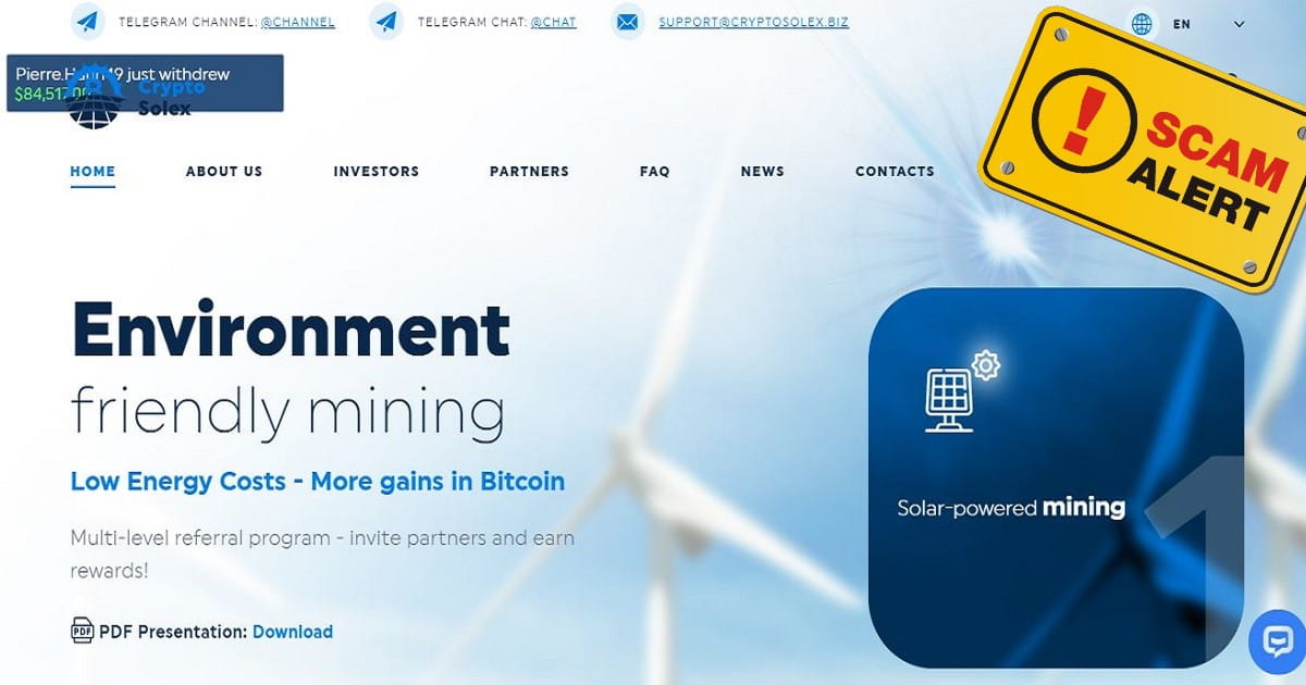 هشدار کلاهبرداری کریپتو سولکس | آیا CryptoSolex کلاهبردار است؟