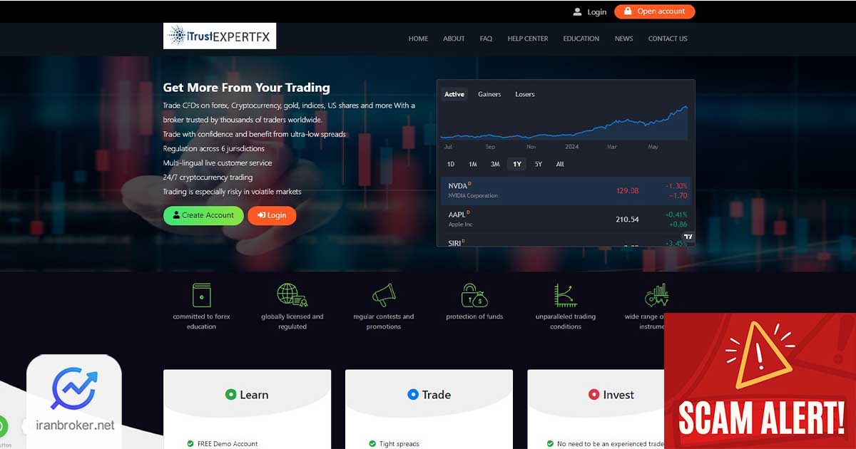 هشدار کلاهبرداری وب‌سایت آی تراست اکسپرت اف ایکس (ITrustExpertFx)